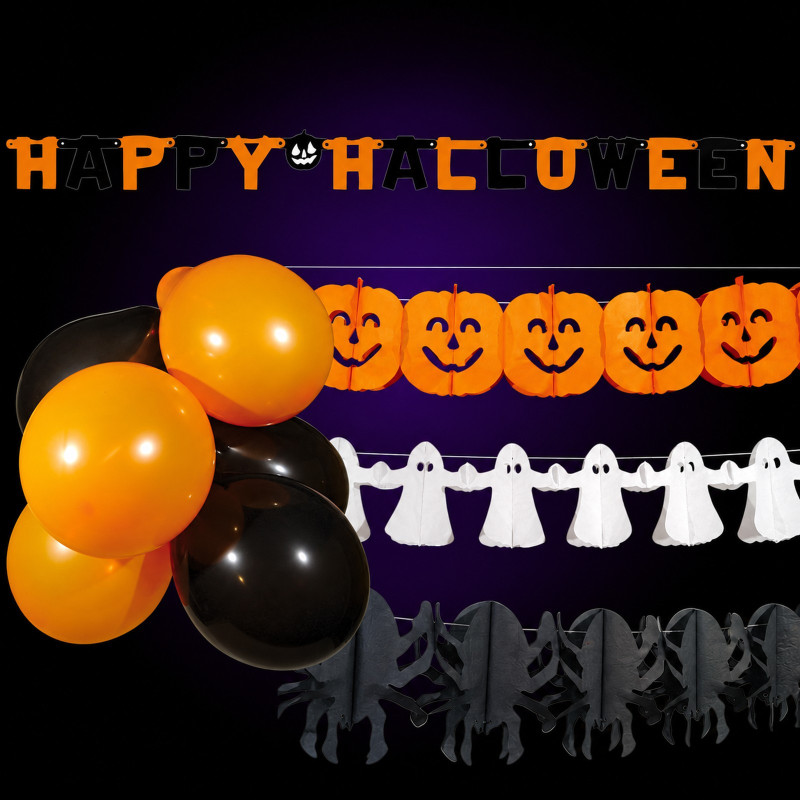 Kit décoration Halloween guirlande et ballons